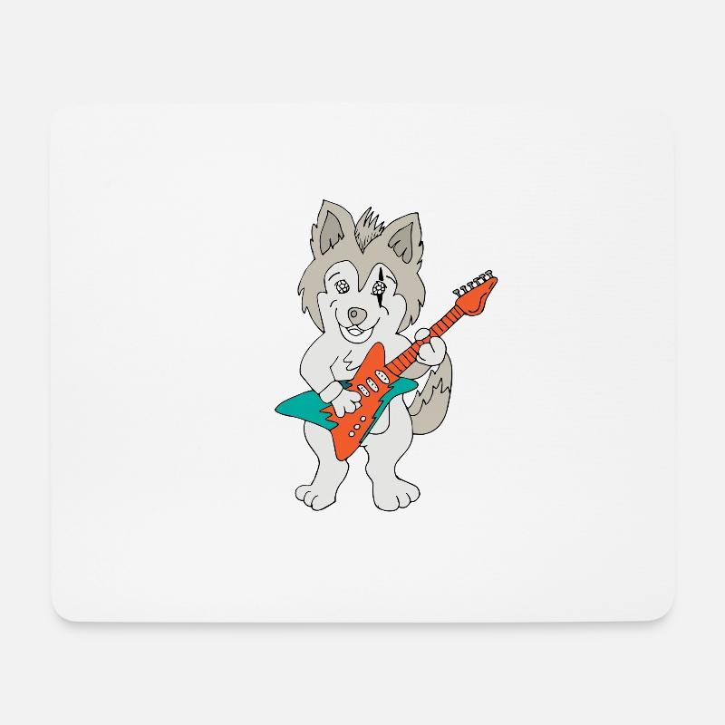 Husky Hund Gitarre - Mousepad (Querformat) - Weiß