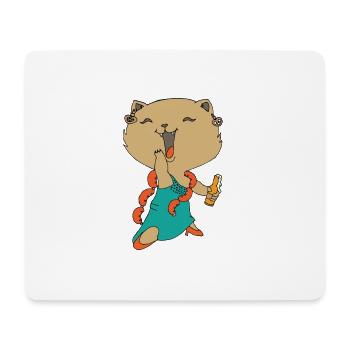 Cat with beer - Mouse Pad (horizontal) - white - Front