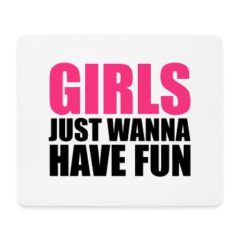 schrift cool design logo girls just wanna have fun - Mousepad (Querformat) - Weiß - Vorne