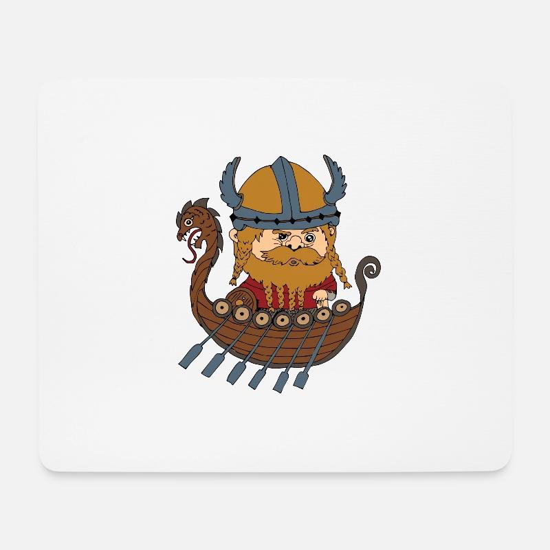 Wikinger Vikings Schiff - Mousepad (Querformat) - Weiß