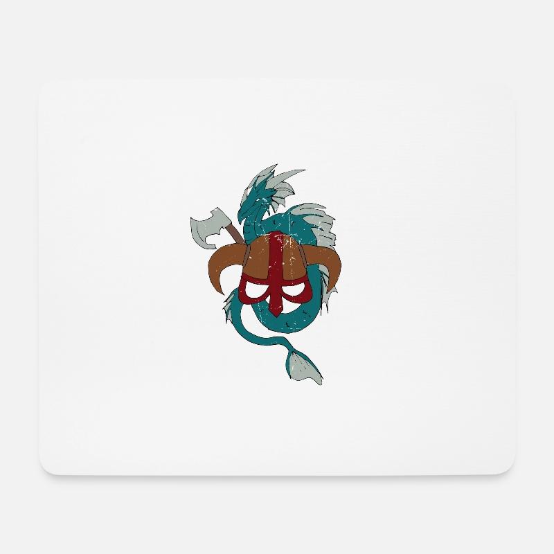 Wikinger Drache Vikings - Mousepad (Querformat) - Weiß