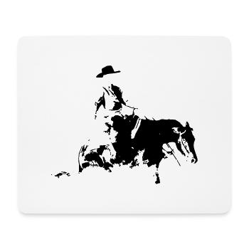 Sliding Stop Silhouette Reining Westernreiten - Mousepad (Querformat) - Weiß - Vorne