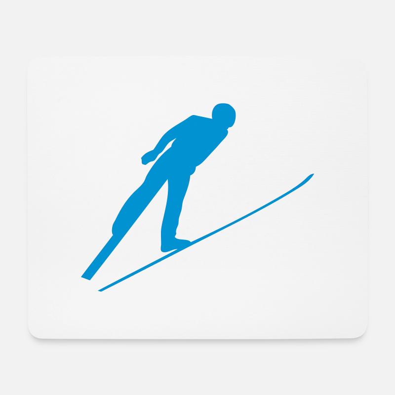 Nordische Kombination Skisprungschatten Silhouette 1 - Mousepad (Querformat) - Weiß
