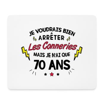 70 ans - Tapis de souris (format paysage) - blanc - Devant