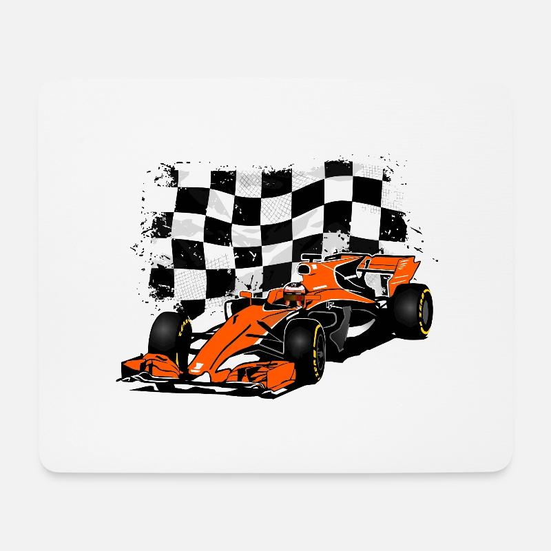 Racecar - Rennauto - Racing Flag - Mousepad (Querformat) - Weiß