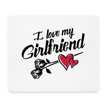 i love my girlfriend - Mousepad (Querformat) - Weiß - Vorne