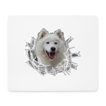 Samojede im Glasloch - Mousepad (Querformat) - Weiß - Vorne