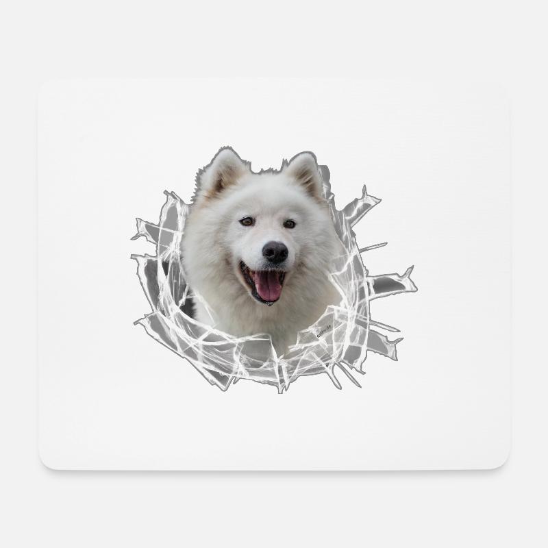Samojede im Glasloch - Mousepad (Querformat) - Weiß