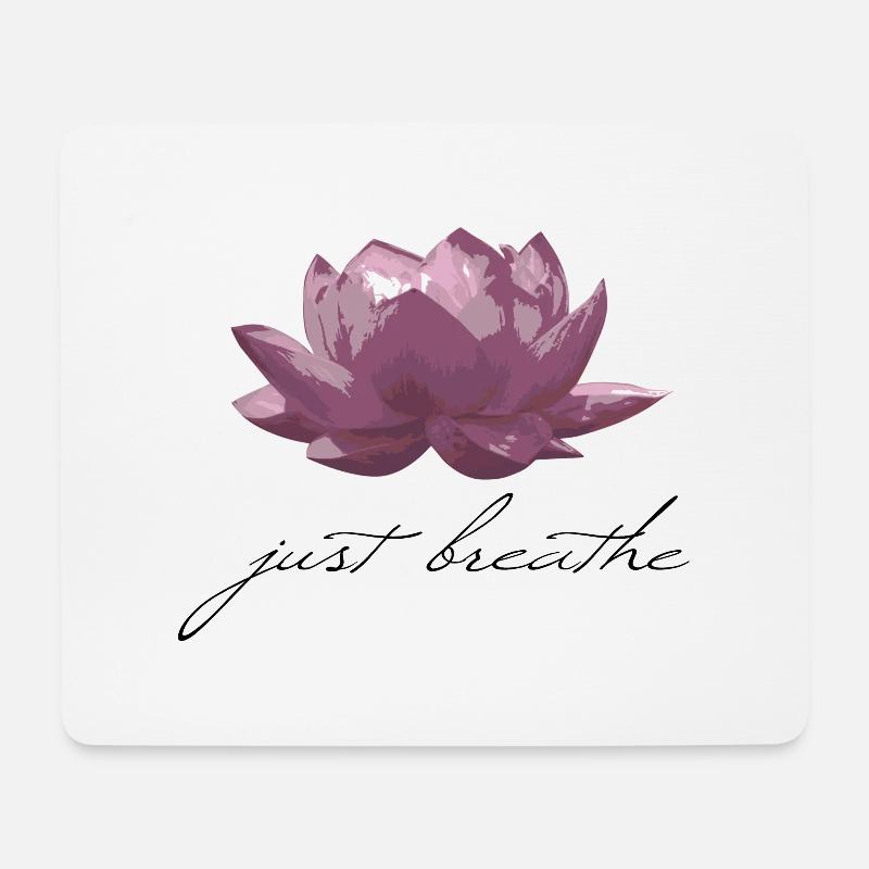 Lotusblume just breathe - Mousepad (Querformat) - Weiß