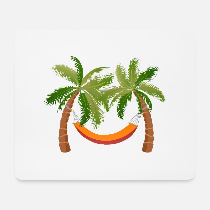 palmier hamac arbre vacances palmiers - Tapis de souris (format paysage) - blanc