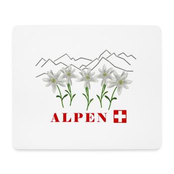 Alpen, Edelweiss, Schweiz - Mousepad (Querformat) - Weiß - Vorne