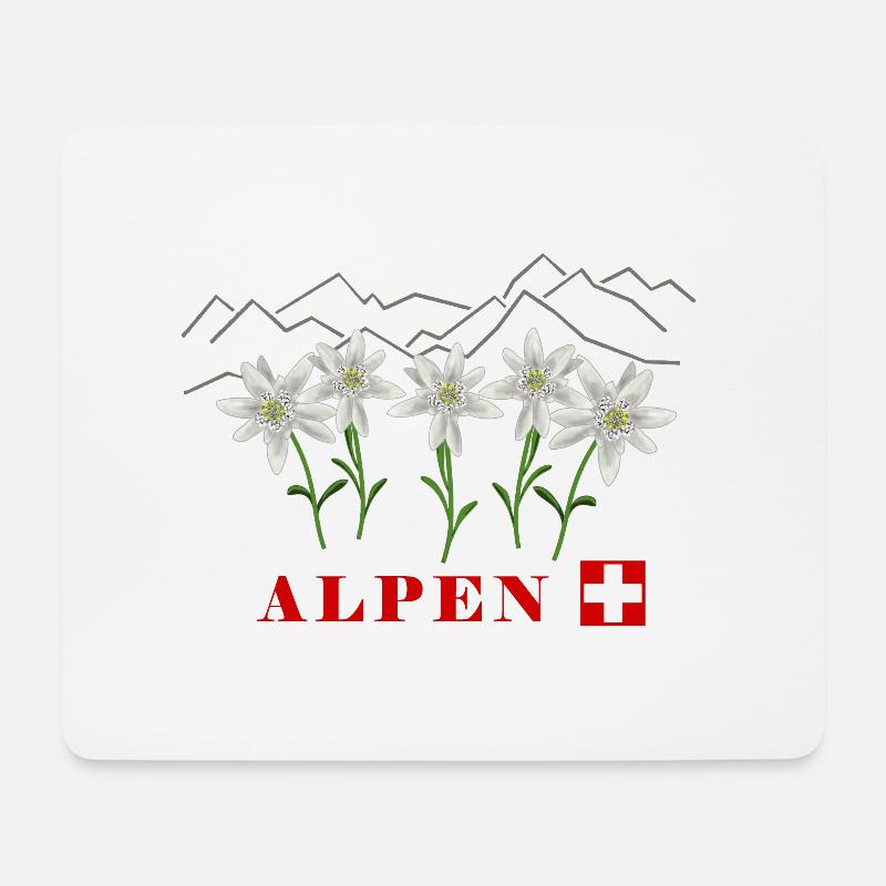 Alpen, Edelweiss, Schweiz - Mousepad (Querformat) - Weiß