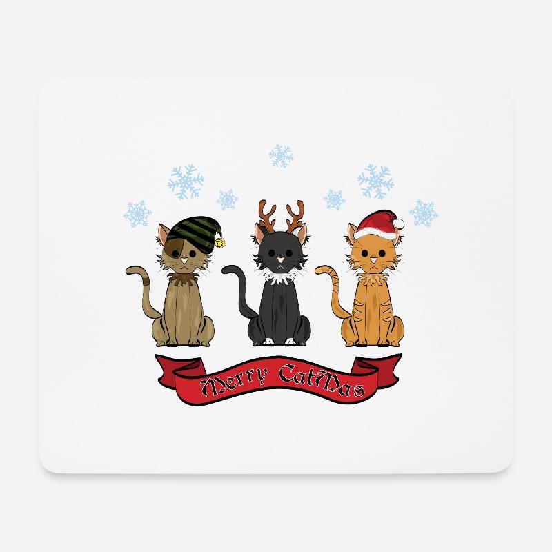 Frohe Katze Weihnachten! - Mousepad (Querformat) - Weiß