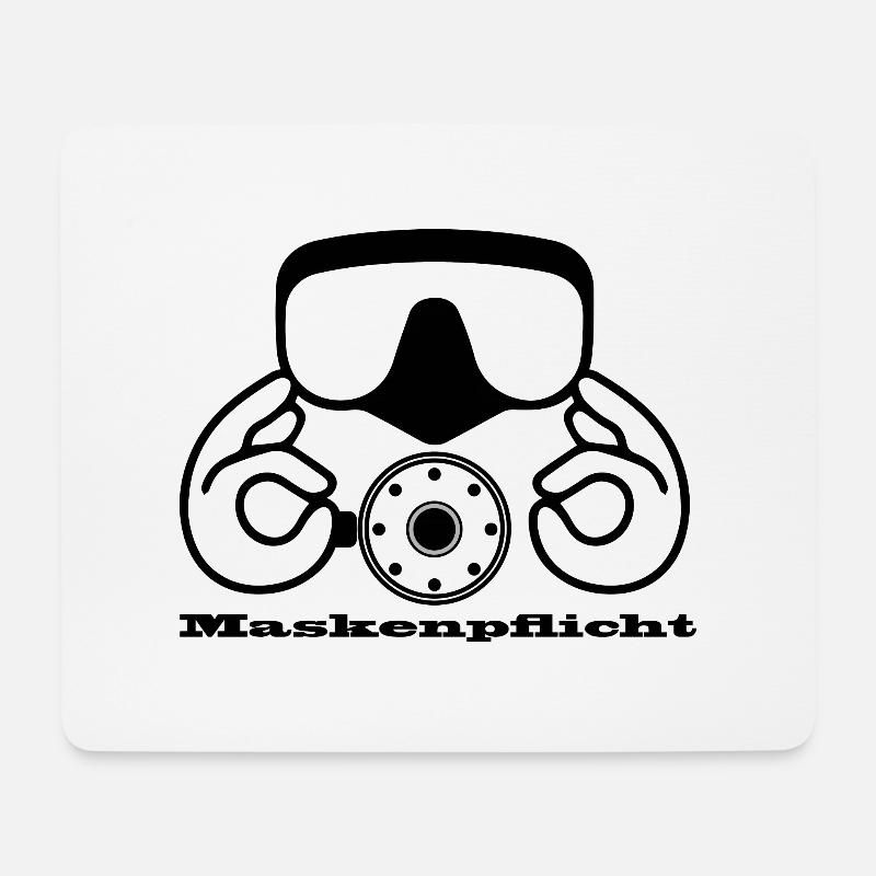Maskenpflicht - Mousepad (Querformat) - Weiß
