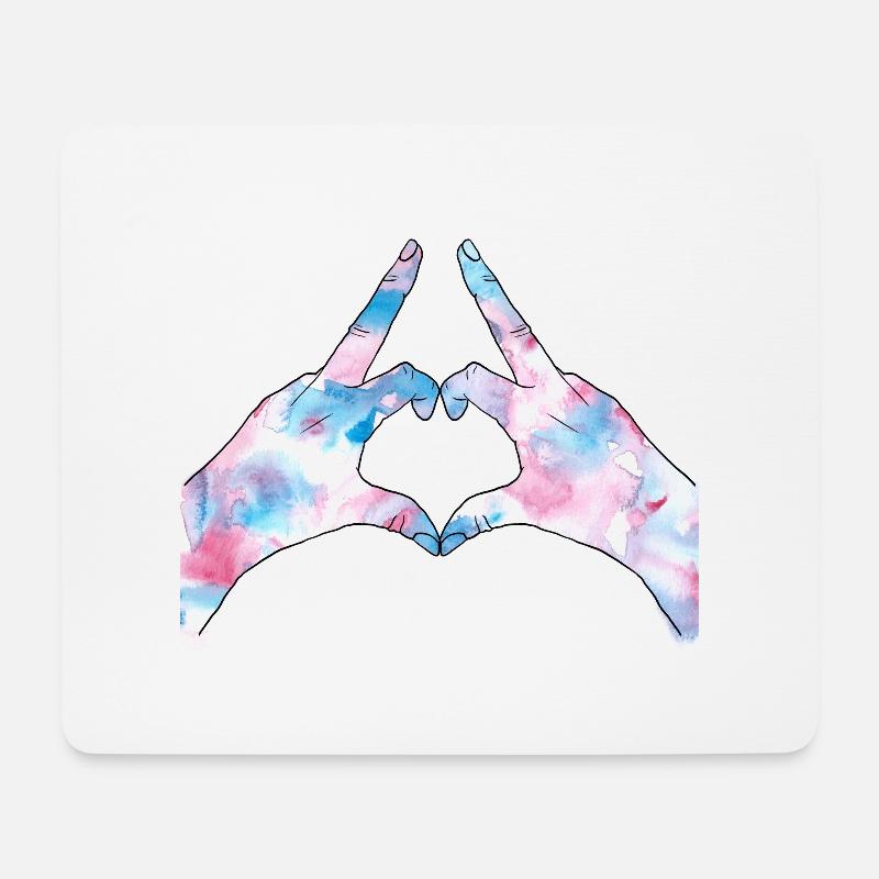 Finger and heart - Mouse Pad (horizontal) - white