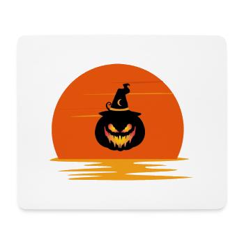 vintage coucher de soleil effrayant visage de citrouille Halloween - Tapis de souris (format paysage) - blanc - Devant