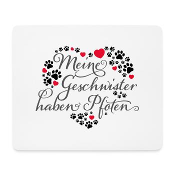 Herz mit Pfötchen | Meine Geschwister haben Pfoten - Mousepad (Querformat) - Weiß - Vorne