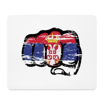 Icône de poing du drapeau de la Serbie utilisée - Tapis de souris (format paysage) - blanc - Devant