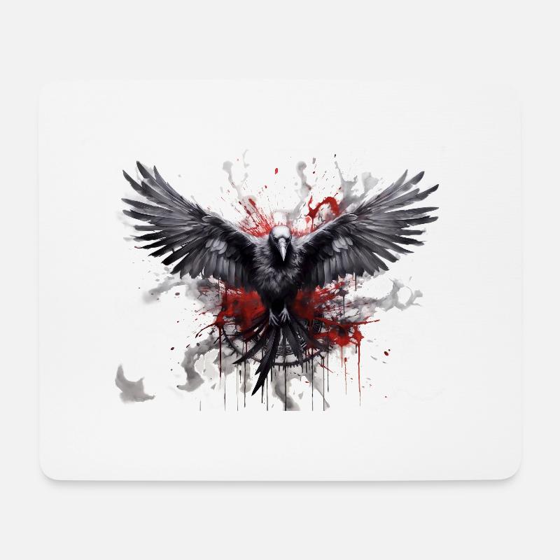 Rabe - Mousepad (Querformat) - Weiß