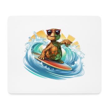 Surfende Schildkröte - Mousepad (Querformat) - Weiß - Vorne
