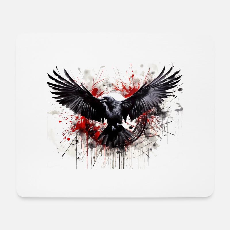 Rabe - Mousepad (Querformat) - Weiß