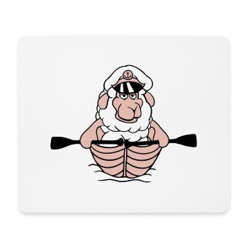Schaf Kapitän Paddelt Rudert Seeräuber Ruderboot - Mousepad (Querformat) - Weiß - Vorne