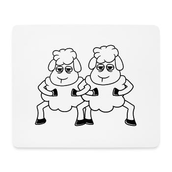 2 Sheep Looking Tired Bored Friends Team Crew - Mouse Pad (horizontal) - white - Front