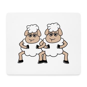 2 Sheep Looking Tired Bored Friends Team Crew - Mouse Pad (horizontal) - white - Front
