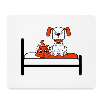 Lit pour chien Chat Deux amis Équipe Chaton 2 Équipage - Tapis de souris (format paysage) - blanc - Devant
