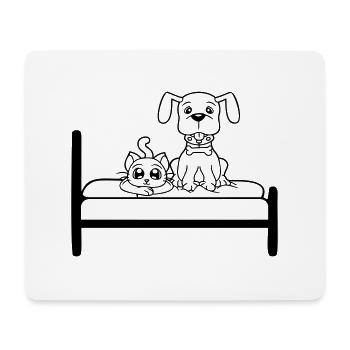Lit pour chien Chat Deux amis Équipe Chaton 2 Équipage - Tapis de souris (format paysage) - blanc - Devant
