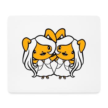 2 Bunnies Girls Pretty Girls Women Bunny Small - Mouse Pad (horizontal) - white - Front