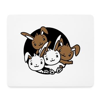 4 Bunnies Friends Team Crew Hole Four Siblings - Mouse Pad (horizontal) - white - Front