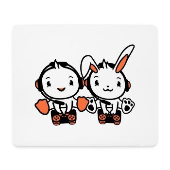 Hase Vogel Küken 2 Gamer Zocken spielen Controller - Mousepad (Querformat) - Weiß - Vorne