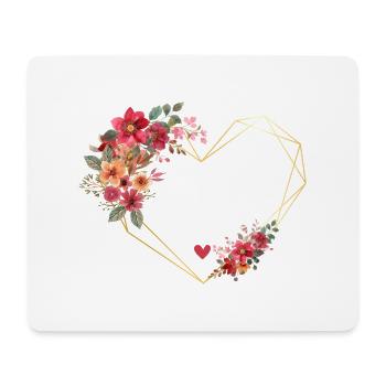 Brautteam Goldenes Herz Blumen - Mousepad (Querformat) - Weiß - Vorne