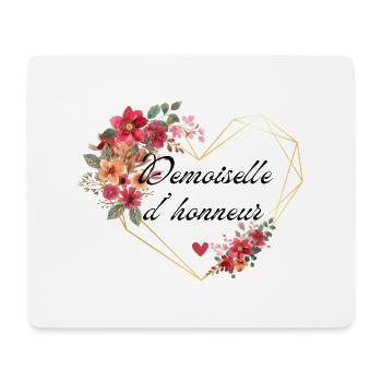 Bridesmaid Gold Heart Floral - Mouse Pad (horizontal) - white - Front