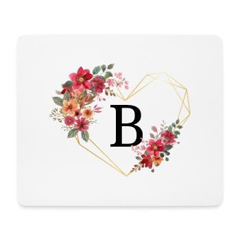 Buchstabe b florales goldenes Herz - Mousepad (Querformat) - Weiß - Vorne