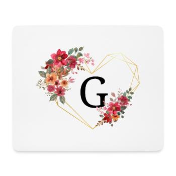 Lettre g cœur doré floral - Tapis de souris (format paysage) - blanc - Devant