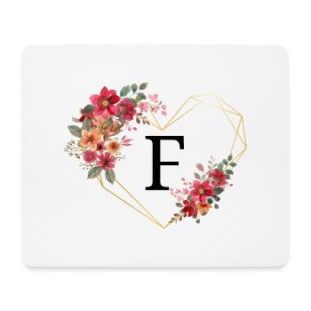Buchstabe f florales goldenes Herz - Mousepad (Querformat) - Weiß - Vorne