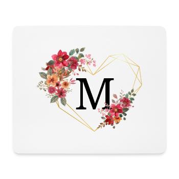 Lettre m cœur doré floral - Tapis de souris (format paysage) - blanc - Devant