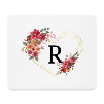 Blumiger goldener Herzbuchstabe - Mousepad (Querformat) - Weiß - Vorne