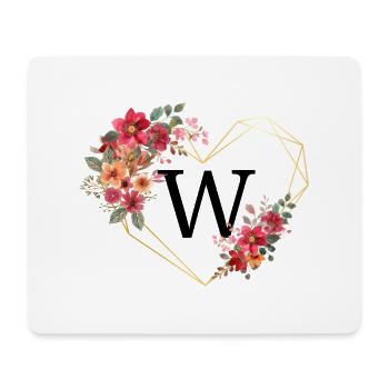 Floral Gold Herz Buchstabe w - Mousepad (Querformat) - Weiß - Vorne