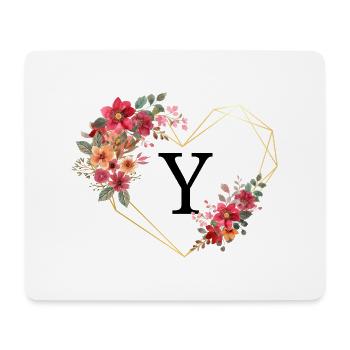 Letter y floral golden heart - Mouse Pad (horizontal) - white - Front