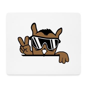 Cool Owl Peace Hand Sign Victory Sunglasses - Mouse Pad (horizontal) - white - Front