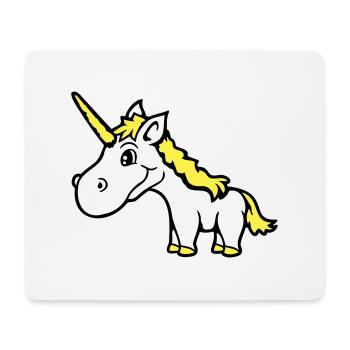 Licorne rose mignon mignon sympathique cheval de dessin animé - Tapis de souris (format paysage) - blanc - Devant
