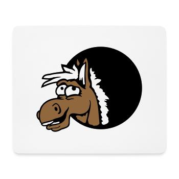 cheval riant drôle trou drôle grimace dessin animé - Tapis de souris (format paysage) - blanc - Devant