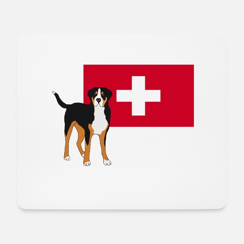 Großer Schweizer Sennenhund mit Fahne - Mousepad (Querformat) - Weiß