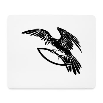 Rabe mit Fisch 02 (C1) - Mousepad (Querformat) - Weiß - Vorne