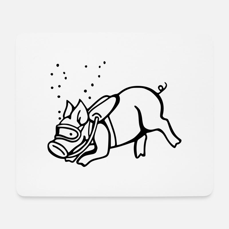 taucher schwein - Mousepad (Querformat) - Weiß