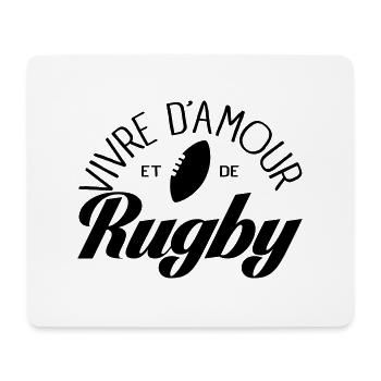 Vivre D'amour et de Rugby - Tapis de souris (format paysage) - blanc - Devant