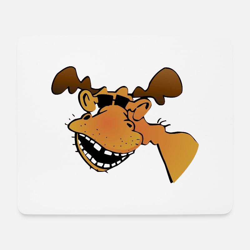 Elch mit Sonnenbrille - Mousepad (Querformat) - Weiß